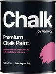 Hemway Bubblegum Pink Chalk Paint 1L Matt Shabby Chic Interior Furniture, Walls, Wood, Wardrobes, Doors, Tables, Chairs, Quick Dry Smooth Chalky Finish (9 Pinks & 118 Colours Available)