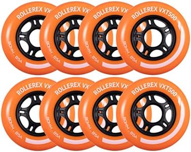 Rollerex VXT500 Inline Skate Wheels (8-Pack) (Various Size & Color Options Available) -Indoor Outdoor- Intended for Roller Blade Wheel Replacement (Sunrise Orange, 76mm)