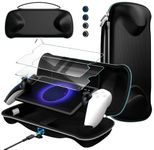 ivoler 7-in-1 Carrying Case Accessories for PlayStation Portal, Portable Travel Case, Charging Cable Pass-Through, 2 Pcs Screen Protectors & 4 Thumb Grips, Storage, Hard Shell Protective Case, Black