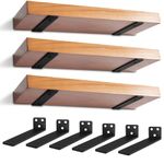 Floating Shelf Brackets 8 Inch, Thick Rustic Shelf Bracket for Wood Shelves - Concealed Blind Shelf Support, Corner Brace Joint Angle Bracket Shelf Bracket Wall Hanging with Screws (6 PCS)