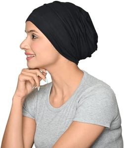 SAKUCHI Chemo Silky Soft Slouchy Snood Bamboo Cap Beanie, for Women Cancer Hair Loss Turban Black