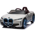 Voltz Toys Ride-on Car for Kids, 12V Electric Car Compatible with BMW I4 for Kids 37 to 95 Months, Battery Powered Vehicle with Remote Control, LED Lights and Music for Boys Girls (White)