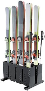 TOCRETOARE Ski Storage Rack for Garage, 8 Pair Heavy Duty Steel Freestanding Ski Storage Organizer, Indoor Ski Holder Racks for Home and Garage Storage