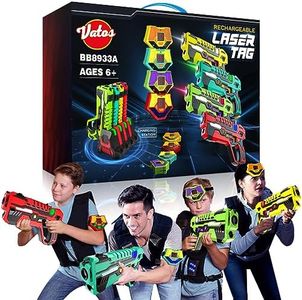 VATOS 4 Paquete Recargables Pistolas Láser – 0,9 MW Infrarrojos 2,4 GHz Sincronización de Datos Seguro Juego para Niños Grupo Familiar Actividad Interior al Aire Libre Juguete Divertido a Partir 8+