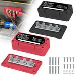 Heavy Duty Bus Bar 300A 12V Power Distribution Block with 3/8" (M10) 4-Posts Terminals Block with Cover for Automotive, Marine, Battery System (Black & Red)