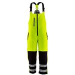 RefrigiWear Men's Hivis Insulated Softshell Bib Overalls - ANSI Class E High Visibility with Reflective Tape - Yellow - Large