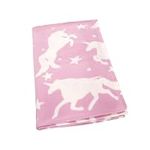 Dreamscene Unicorn Fleece Blanket Warm Soft Polar Throw Over Bed, Pink White Stars 120 x 150cm