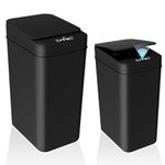 2 Pack Automatic Touchless Garbage Bathroom Bin, 12L & 18L Small Motion Sensor Smart Bin, Slim Waterproof Electric Bin for Bedroom, Bathroom, Office, Living Room, Black