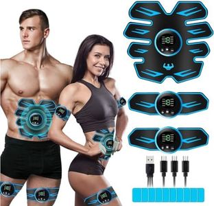 LEMENG ABS Trainer Muscle Stimulator, EMS Muscle Stimulator fitness electric stimulators, Abdominal Muscle Stimulator for Men and Women, ABS Stimulator for/Waist/Leg/Arm, 8 Modes 19 Intensities