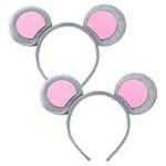 EUPSIIU 2 Pieces Mouse Ears Headband, Animal Ears Hairband For Adults Boy Girls, Mouse Animal Costume Headpiece for Kids Fancy Dress Up Animal Cosplay Children Halloween Theme Party Supplies (Mouse)