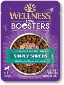 Wellness Natural Pet Food Core Simply Shreds Natural Grain Free Wet Dog Food Mixer Or Topper, Tuna, Beef & Carrots, 2.8-Ounce Pouch (12-Pack)