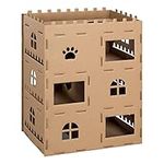 Navaris Cardboard Cat Castle - Card-Board Play House for Cats - Cardboard Cat Toy Tower - Pet Playhouse Hideout Fort - 97cm x 73cm x 50cm