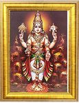 7 Hills Store Dhanvantari Photo Frame in Small Size (6 Inch x 8 Inch) , Wood , Wall Mount ,Gold