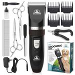 Pet Union Professional Dog Grooming Kit - Rechargeable, Cordless Pet Grooming Clippers & Dog Grooming Accessories, Low Noise & Suitable Dog Clippers, Cat Clippers and for Other Pets (Black)