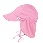 i play. by green sprouts Baby & Toddler Breathable Flap Hat All-day, UPF 50+ sun protection Wet or Dry, Light Pink, 0-6 Months