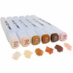 6 Colors Skin Tone Alcohol Markers, Wood, Earth Colors Dual Tips Alcohol Based Art Markers Drawing Sketched Double Tipped Markers for Adults Beginner Kids (Skin Tone)