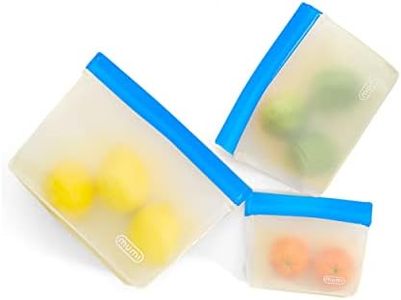 MUMI Reusable Zip Up Bags - Food Storage Bags Travel Organizer - Airtight and Leak-proof Ziplock Bags - Set of 3 Reusable Bags with Zipper - Blue