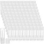 Bekith 100 Pack 5.5ml Clear Empty Lip Balm Tubes with White Caps, Clear, 100 Count (Pack of 1)