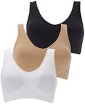 3 Pack - The Ultimate Comfort Bra. Seamless Support Comfort Sport Stretch Action Leisure Black White