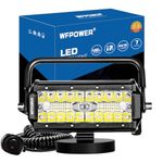 WFPOWER Magnetic LED Work Light Bar, 48W LED Combo Beam Light Pod with Magnetic Base Mount, Portable LED Light Flood and Spot for Camping Car SUV Boat Bar Truck Driving Lamp Fog Lights