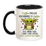 Fonhark - Alien Mug, Coffee Spelled Backwards is Eeffoc, Just Know That I Don't Give Eeffoc Until I've Had My Coffee, 11 Oz Novelty Coffee Mug/Cup