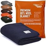 Woolly Mammoth Woolen Company Explorer Collection Wool Blanket (Navy Blue)