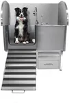 Towallmark Professional Stainless Steel Dog Bathing Tub - Dog Grooming Tub w/Ramp, Moveable Storage Drawer, Floor Grate & Faucet/Dog Bathtub for Large, Medium & Small Pets (50", Left Ramp)