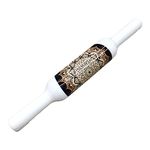 KUVI Printed Wooden Belan Enamel Print Belan Rolling Pin for Kitchen Chapati Roti Roller Rolling Pin (Black Gold)