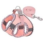 aoozleny Dog Harness, Reflective Plaid Puppy Harness and 60'' Leash Set, Dog Leash Small and Medium Vest Type Dog Leash Easy Walk Dog Harness for Walking, Running, Training(Pink,S)