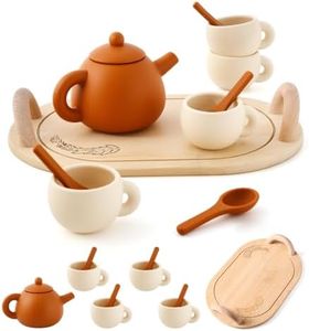 Samonyed Silicone Tea Set for Toddlers – Kids Tea Set for Girls & Boys, Pretend Play Tea Party Set with Teapot, Cups & Spoons – Safe Tea Sets for Toddlers 3-5 Years Old