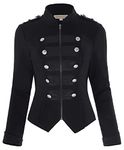 Kate Kasin Womens Victorian Steampunk Ringmaster Jacket Military Blazer, Black, M