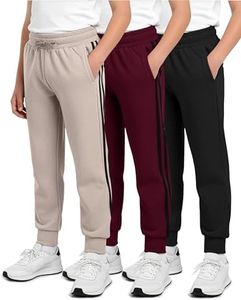 3 Pack: Boys Girls Youth Teen Active Athletic Basic Soft Kids Sports Fleece Jogger Soccer Track Gym Running Slim Pajama Sweatpants Casual Athletic Pantalones Winter Pockets-Set 9,L(14-16)