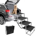 Extra Wide Dog Car Ramp,Pet Stairs for Dogs,Dog Ramps for High Beds,Foldable Dog Car Steps for High Beds, SUV, Trucks, Lightweight Dog Ladder Ramp with Non-Slip Surface Supports up to 250 lbs, 4 Steps