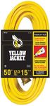 Yellow Jacket 2884 12/3 Heavy-Duty 15-Amp SJTW Contractor Extension Cord with Lighted Ends, 50-Feet