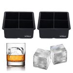 witice Large Ice Cube Trays Silicone (2.5-Inches) - Whiskey Ice Cube Mold, With Easy Release Ice Cubes for Whiskey and For Cocktail,Food Grade (Black 2 Tray)