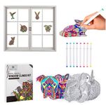 Color Your Own Animal Mandala Window Clings and Markers, For Teens & Adults, 10 Stained Glass Suncatchers for Windows, Arts and Crafts DIY Kit, Hobby Gifts for Beginners, Kids, Seniors, Women, Elderly