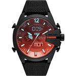 Diesel Watch for Men Mega Chief, Ana-Digi Movement, 51 mm Black Stainless Steel Case with a Mixed Strap, DZ4548