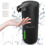 Cuteefun Automatic Foaming Soap Dispenser, 380ml Rechargeable Touchless Hand Soap Dispenser, 4-Level Adjustable Foam Volume, IPX5 Waterproof, Wall Mounted Black Soap Dispenser for Bathroom, Kitchen