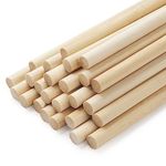 Wooden Dowel Rods Wood Dowels, 25PCS 3/8 x 12" Round Natural Bamboo Sticks for Crafts, Macrame Dowel, Unfinished Hard Wood Sticks for Crafting, Wedding Ribbon Wands, Pennant, Arts and DIYers