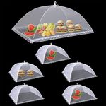 Mesh Food Covers for Outdoors,1 Pack 40"X24" Extra Large Food Net + 5 Pack 17"X17 Large Pop Up Mesh Food Tent Umbrella Food Covers for Outside Picnic Party BBQ Supplies