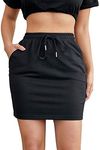 Milumia Women Casual High Waist Mini Skirt Drawstring Workout Skirt with Pocket Black XX-Large