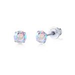 Limerencia Hypoallergenic G23 Implant Grade Titanium Screw Back Earrings Tragus 20G Helix F136 Piercing Post for Sensitive Ears Simulated Diamond Cartilage (5mm, Aurora Borealis)