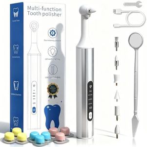 Home Tooth Polisher,Multi-Functional LED Tooth Polisher,Aluminum Alloy with Anti-Slip Texture,9 polishing Paste Units,USB Type-C Charging,6 Polished Accessories,Personal Portable Dental Care Tool