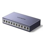 UGREEN POE Network Switch,8x Gigabit PoE+ Ports& 2 Gigabit Uplink Ports Ethernet Splitter , 802.3af/at 30W,60W Total Budget, 10 Port Metal Case Hub,Plug & Play for TV/Laptop/Switch/Router/Camera