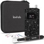 Lavinda Professional Electric Nail Drill Kit, 35000RPM Cordless Portable Machine for Acrylic Gel Nails, Rechargeable E File With Black Rhinestones, Manicure Tools (Black)