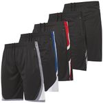 Ultra Performance Mens 5 Pack Athletic Running Shorts, Basketball Gym Workout Shorts for Men with Zippered Pockets, Assorted Black Pack, Medium