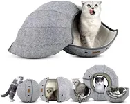 AMJ K-1 Cute Shell Cat Bed & Foldable Pet Tunnel - Interactive Cat Cave & Dog House, as a Multi-Function Fun Toy Bed (White)