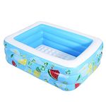 Kiddie Pool, 153cm × 106cm × 46cm Inflatable Pool with Inflatable Soft Floor, Cool Summer Swimming Pool for Kids and Family, Blow Up Pool for Backyard, Garden, Indoor, or Outdoor