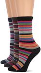 Wise Blend Women's Merino Wool Blend Colorful Stripe Crew Socks 3 Pair Pack, Multi, Medium, Multi, Medium