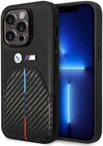 CG MOBILE BMW BMHCP15L22NSTB Coque pour iPhone 15 Pro 6,1" Bande tricolore estampillée noire